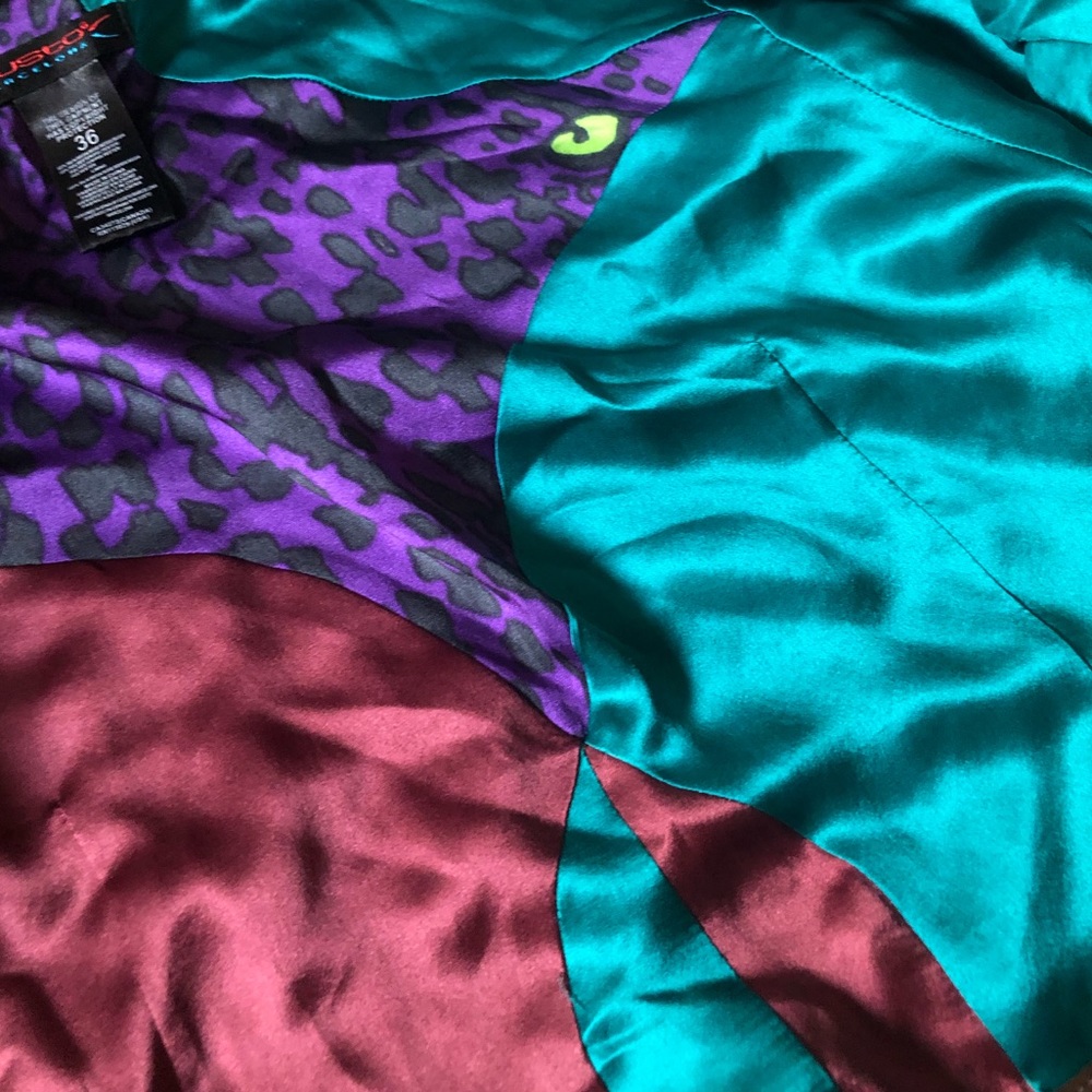 Custo Barcelona Silk Blend Crop Jacket Sz 8 - Picture 6 of 14